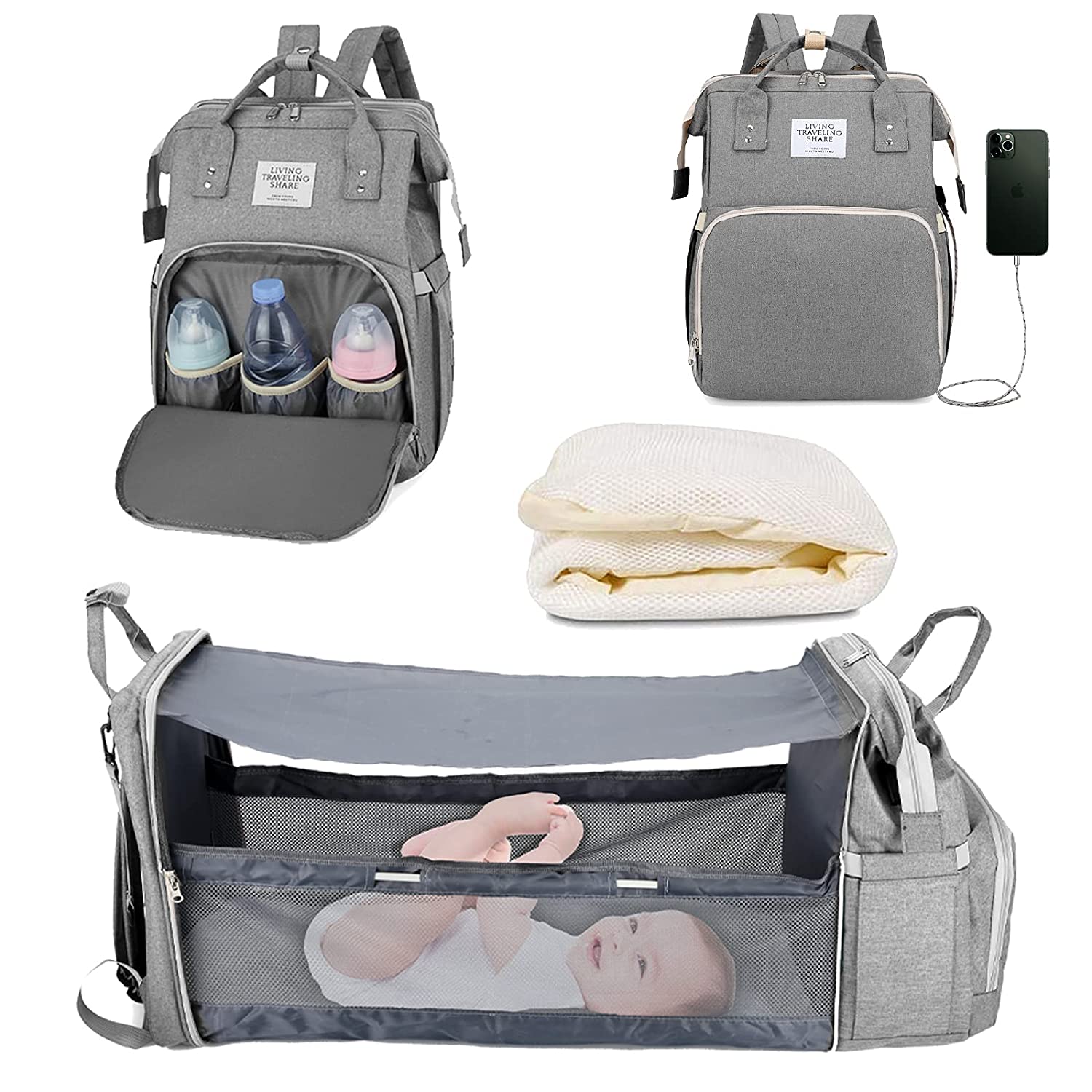 Sac à langer portatif | Berceau de voyage BabyNappy™ - Bébé aux 4 saisons